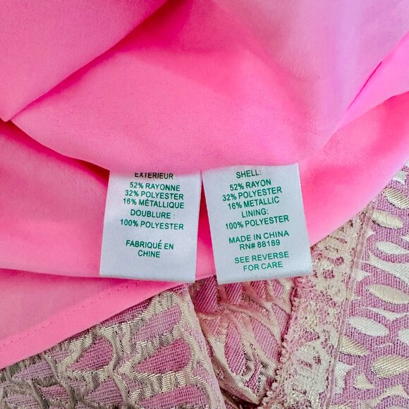 LILLY PULITZER ABREE PEPLUM DRESS  METALLIC PROSECCO PINK LAGOON JACQUARD - Picture 8 of 9